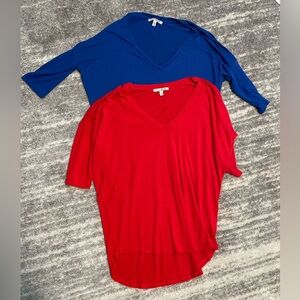 2 High-Low V-neck Express Shirts - Medium